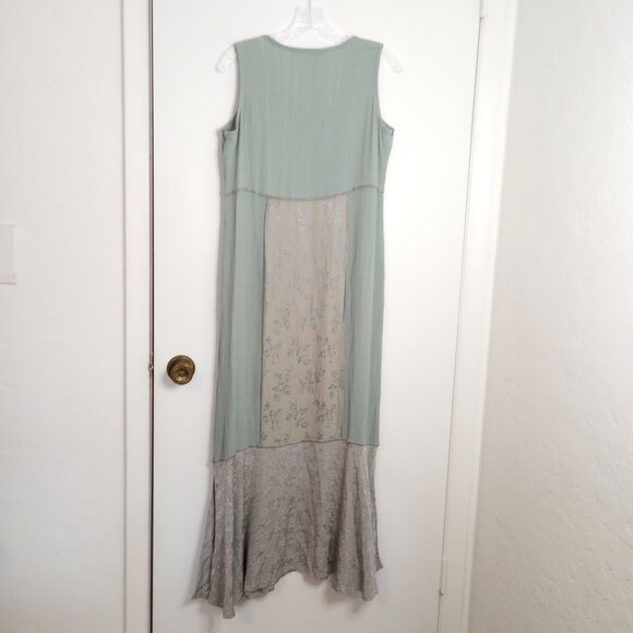 Spencer Alexis Green Embroidered Boho Vintage Maxi Dress - Picture 8 of 12
